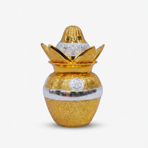 Traditional Golden Silver Pooja Kalash, Decorative Metal Kalash for Festive Décor & Gifting