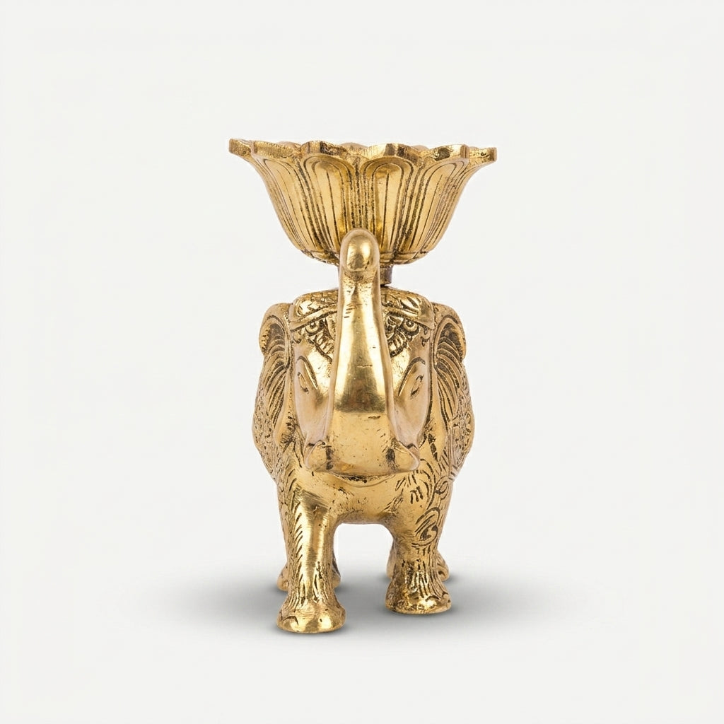 Golden Elephant Bowl Stand Showpiece, Decorative Elephant Bowl for Home Décor, Table Décor & Gifting