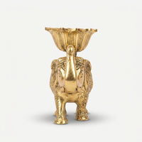 Golden Elephant Bowl Stand Showpiece, Decorative Elephant Bowl for Home Décor, Table Décor & Gifting