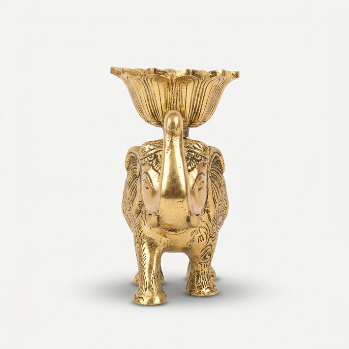 Golden Elephant Bowl Stand Showpiece, Decorative Elephant Bowl for Home Décor, Table Décor & Gifting