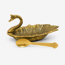 Golden Duck Supari Bowl with Spoon, Decorative Metal Bowl for Pooja, Home Décor & Gifting