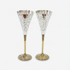 Silver Golden 2 Glass Set with Box, Decorative Brass Drinkware Set for Serving, Dining & Gifting