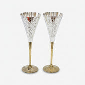 Silver Golden 2 Glass Set with Box, Decorative Brass Drinkware Set for Serving, Dining & Gifting