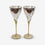 Silver Golden 2 Glass Set with Box, Decorative Brass Flute Glass Set for Beverages & Gifting