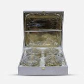 Golden Brass 4 Bowl Set with Box, Decorative Serving Bowl Set for Dry Fruits, Sweets & Gifting