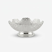 Silver Decorative Bowl, Brass Serving Bowl for Dry Fruits, Sweets, Prasad, Table Décor & Gifting