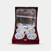 Silver Brass 4 Bowl Set with Box, Decorative Serving Bowl Set for Dry Fruits, Sweets & Festive Gifting