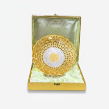 Big Golden Silver Decorative Bowl, Brass Serving Bowl for Dry Fruits, Sweets, Prasad & Gifting