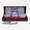 Silver Finish 3 Bowl Set with Tray & Spoons, Premium Serving Set with Gift Box for Gifting