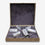 6 Glass Set with Premium Gift Box, Silver Finish Engraved Drinkware Set for Serving & Gifting