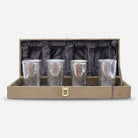 4 Glass Set with Premium Gift Box, Silver Finish Engraved Drinkware Set for Serving & Gifting