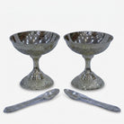 2 Cup Set with Spoon, Golden Finish Dessert Serving Set with Premium Gift Box
