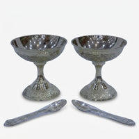 2 Cup Set with Spoon, Golden Finish Dessert Serving Set with Premium Gift Box