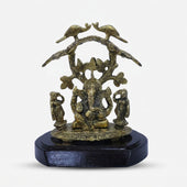 Riddhi Siddhi Ganesha Idol with Stand, Golden Finish Decorative Murti for Home Temple & Gifting