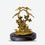 Radha Krishna Idol with Tree & Peacock Stand, Golden Finish Decorative Murti for Home Temple & Gifting