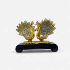 Golden Double Peacock Showpiece with Stand, Decorative Brass Peacock Figurine for Home Décor & Gifting