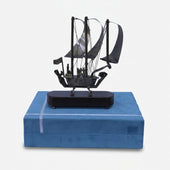 Golden Brass Sailboat Showpiece, Decorative Ship Model with Stand for Table Décor, Home Décor & Gifting