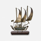 Large Golden Brass Sailboat Showpiece, Premium Ship Model with Stand for Office Décor, Home Décor & Gifting