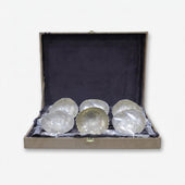 Golden 3D Bowl Set with Spoon and Box, Decorative Brass Serving Bowl Set for Dry Fruits, Sweets & Gifting