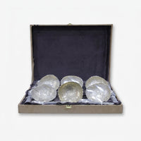 Golden 3D Bowl Set with Spoon and Box, Decorative Brass Serving Bowl Set for Dry Fruits, Sweets & Gifting