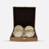 Golden Finish Lotus Bowl Set with Spoons & Premium Gift Box for Dessert Serving & Gifting