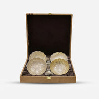 Golden Finish Lotus Bowl Set with Spoons & Premium Gift Box for Dessert Serving & Gifting