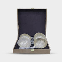 Golden Finish 3D Bowl Set with Spoons & Premium Gift Box for Sweets, Desserts & Gifting