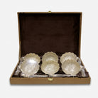 Golden Lotus Bowl Set with Spoon and Box, Decorative Brass Serving Bowl Set for Dry Fruits & Sweets