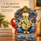 Anupam Premium Lord Ganesha Decorative Idol with Rock-Style Backdrop | Premium Polyresin Showpiece for Home & Office Decor