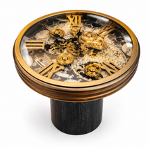 Anupam Luxury Gear Design Table Clock with Roman Numerals | Premium Gold & Black Decorative Clock