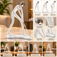Anupam Modern Abstract Thinking Man Figurine with Metallic Silver Sphere Black Polyresin Art Showpiece for Home & Office Decor