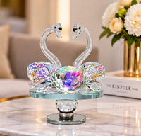 Anupam Premium Crystal Swan Couple Showpiece with Colorful Heart Crystal | Luxury Home Decor & Gifting