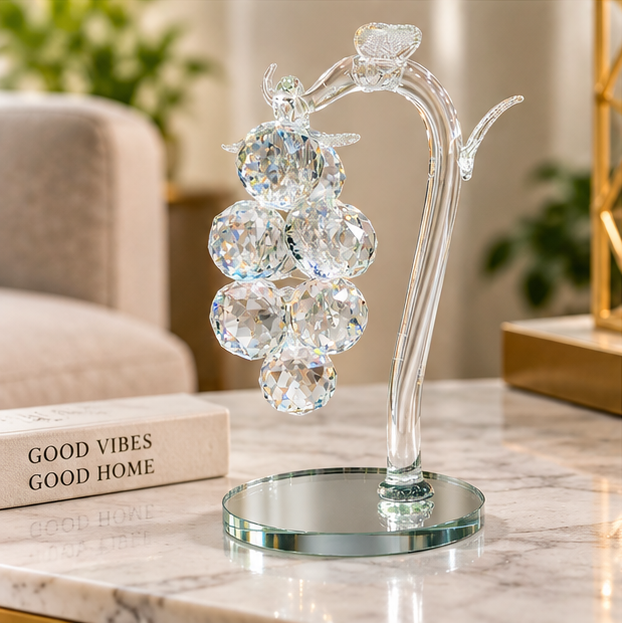 Anupam Premium Crystal Grapes Hanging Showpiece with Stand | Elegant Home Decor Accent Gift Items - Pack of 1