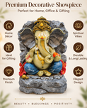 Anupam Premium Lord Ganesha Decorative Idol with Rock-Style Backdrop | Premium Polyresin Showpiece for Home & Office Decor