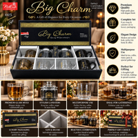 Anupam Big Show Premium Glass Cup & Jar Set of 8 | 6 Elegant Designer Glass Tea Coffee Cups & 2 Matching Storage Jars | Luxury Transparent Glassware Set for Kitchen, Dining, Home, Tea, Coffee & Festive Gifting