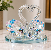 Anupam Premium Crystal Swan Couple Showpiece with Multicolor Stones | Elegant Home Decor & Gift