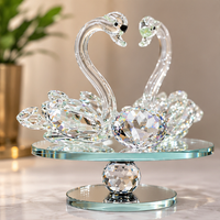 Anupam Premium Crystal Swan Couple Showpiece with Heart Crystal | Luxury Home Decor Accent Gift Items - Pack of 1