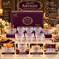Anupam Premium Imported Crystal Glass Jar & Mug Set of 8 | 2 Golden Airtight Storage Jars with Lids & 6 Designer Glass Coffee Mugs | Luxury Transparent Glassware Set for Tea, Coffee, Sugar, Dry Fruits, Kitchen & Festive Gifting