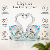 Anupam Premium Crystal Swan Couple Showpiece with Multicolor Stones | Elegant Home Decor & Gift