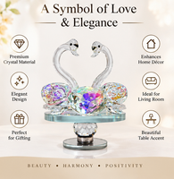 Anupam Premium Crystal Swan Couple Showpiece with Colorful Heart Crystal | Luxury Home Decor & Gifting