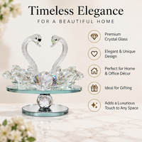 Anupam Premium Crystal Swan Couple Showpiece with Heart Crystal | Luxury Home Decor Accent Gift Items - Pack of 1