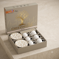 Anupam Premium Ceramic Tea Cup & Plate Set of 8 | 6 Cups & 2 Plates | Elegant Coffee & Tea Set