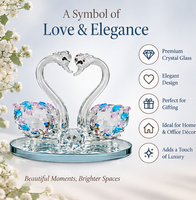 Anupam Premium Crystal Swan Couple Showpiece with Multicolor Stones | Elegant Home Decor & Gift