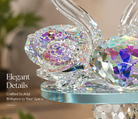 Anupam Premium Crystal Swan Couple Showpiece with Colorful Heart Crystal | Luxury Home Decor & Gifting