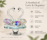 Anupam Premium Crystal Swan Couple Showpiece with Colorful Heart Crystal | Luxury Home Decor & Gifting