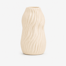 Cream Wavy Ceramic Flower Vase, White Black Cream Decorative Vase for Home Décor, Table Décor & Gifting