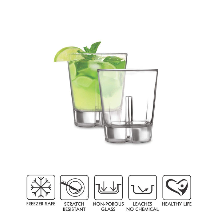 CELLO Borgo Glass Tumbler Set of 6 | 340ml Clear Drinking Glasses | Stylish & Versatile Beverage Tumblers for Water, Juice, Soft Drinks & Mocktails