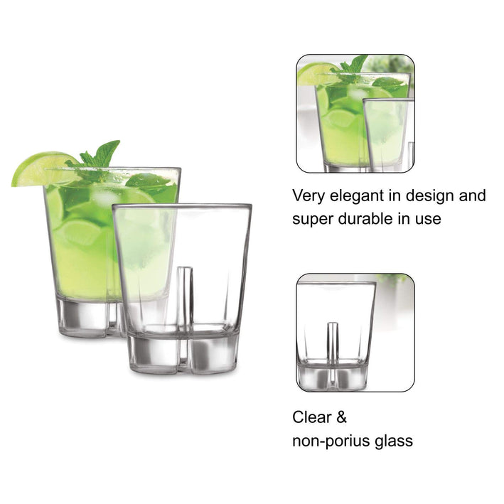 CELLO Borgo Glass Tumbler Set of 6 | 340ml Clear Drinking Glasses | Stylish & Versatile Beverage Tumblers for Water, Juice, Soft Drinks & Mocktails