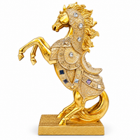 Anupam Premium Golden Rearing Horse Showpiece with Decorative Stone Work | Luxury Home & Office Décor Figurine