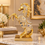 Anupam Premium Golden Rearing Horse Showpiece with Decorative Stone Work | Luxury Home & Office Décor Figurine